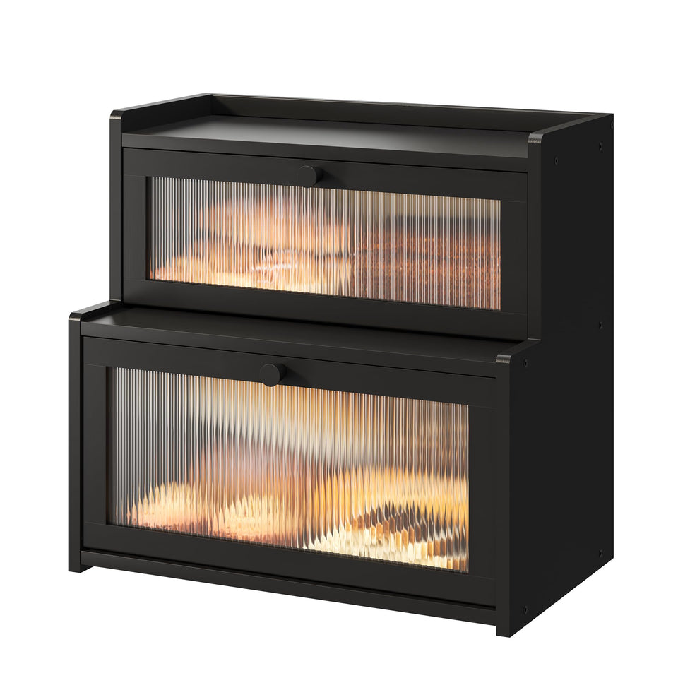 FILWH bread box front view with double-layer design for organized storage