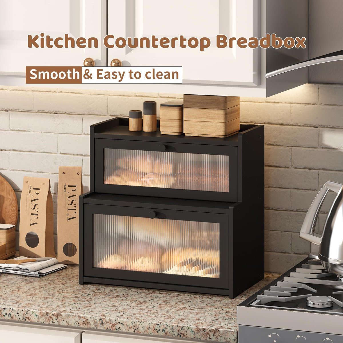 FILWH bread box frosted glass allows quick content check