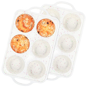 Fimary silicone jumbo muffin pan frame top view for sturdy baking