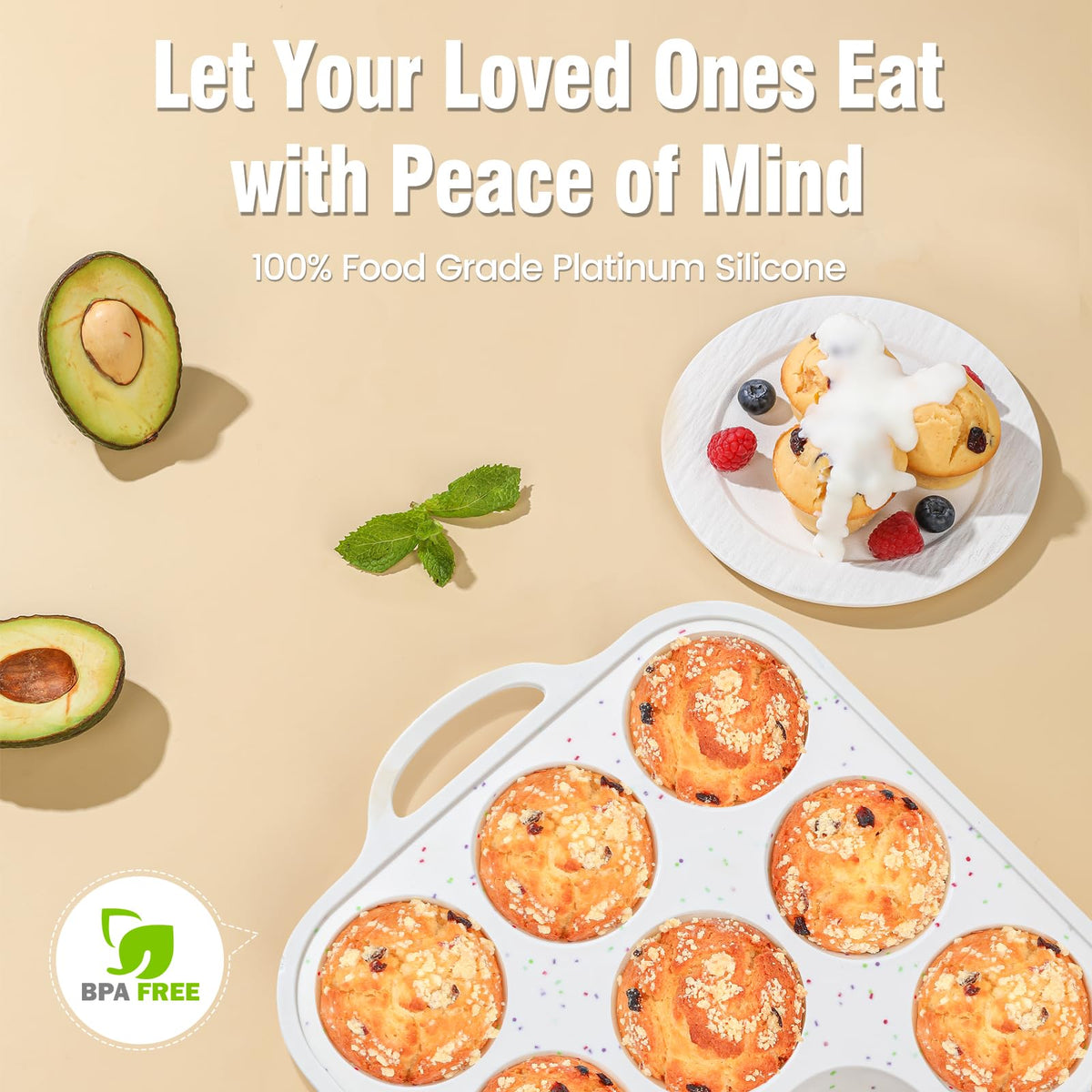 Fimary pan easily releases baked goods without greasing.