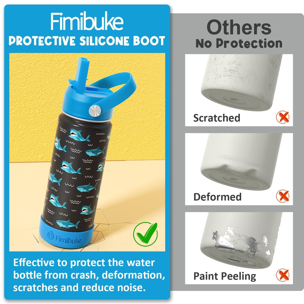 Fimibuke 18oz kids bottle sweatproof outer finish ideal for daily carry.