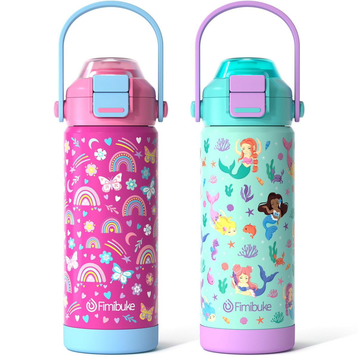 Fimibuke kids bottle with 2in1 lid for easy sipping and quick drinking.