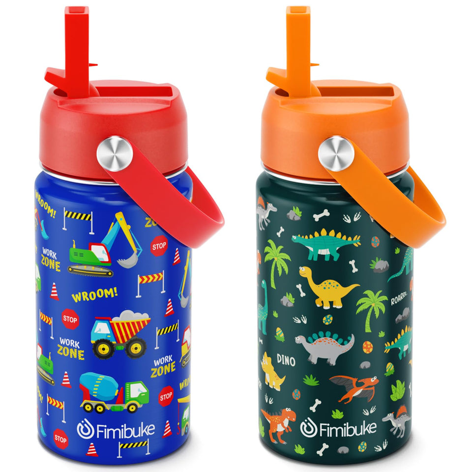Fimibuke kids bottle two-pack front view for daily hydration at school