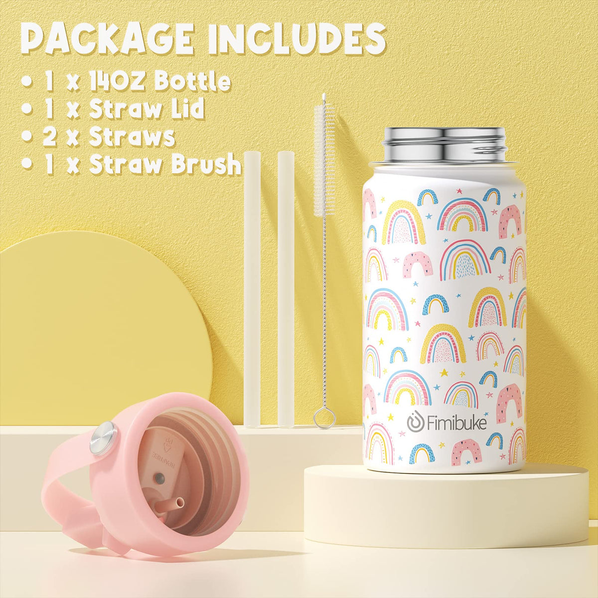 Fimibuke rainbow bottle with accessories kit and lid