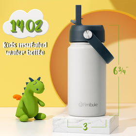 Fimibuke kids insulated bottle coastal front view with straw lid for easy access