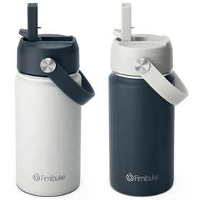 Fimibuke kids insulated bottle 14oz coastal side view highlighting dual-wall durability