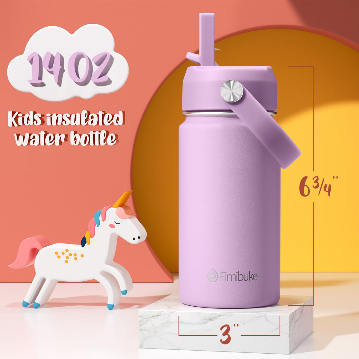 Fimibuke leak-proof lid on 14oz bottle preventing spills during travel