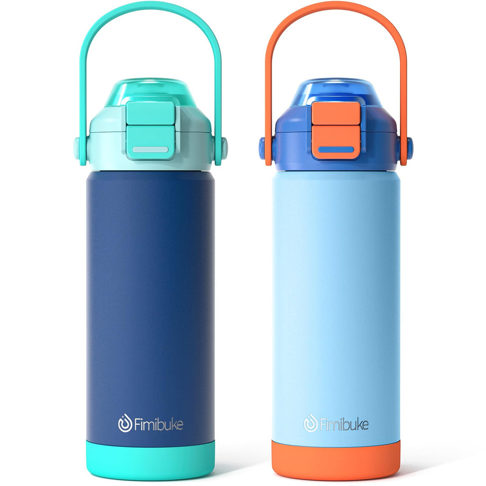 Fimibuke kids bottle with 2-in-1 lid, sea world design for independent sipping on the go