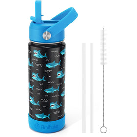 Fimibuke Shark bottle front view showing kid friendly design for school use