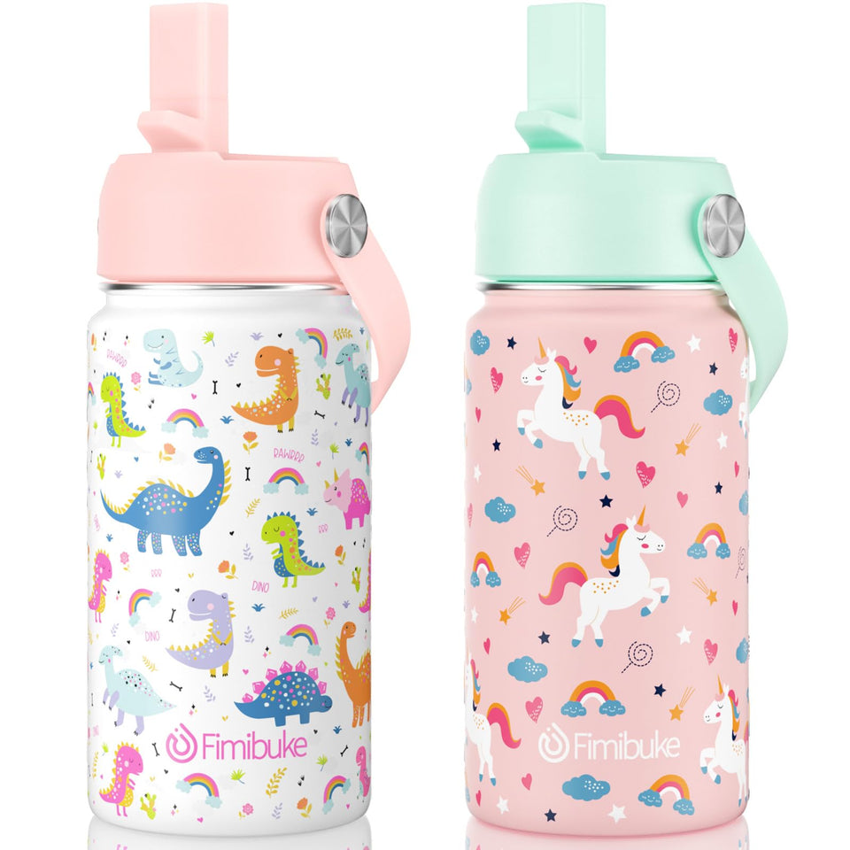 Fimibuke kids bottle with unicorn pattern keeps drinks cold at school