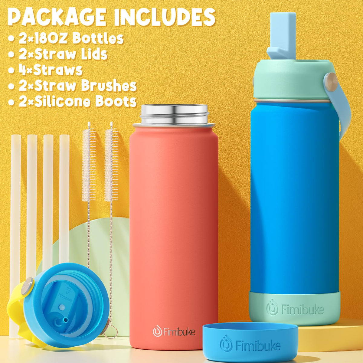 Fimibuke bottle in a backpack showing compact, portable design for school.