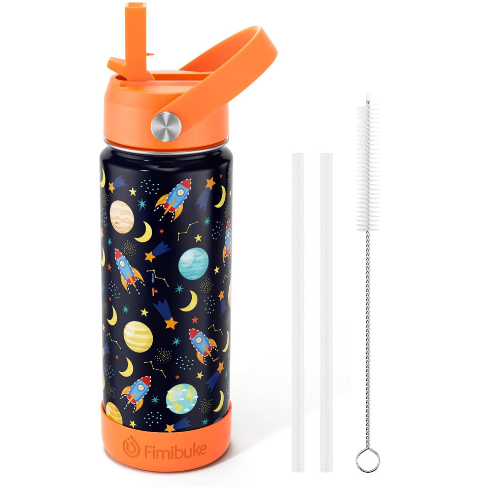 Fimibuke Space kids bottle front view, ideal for school hydration.