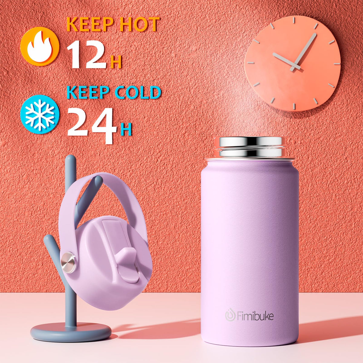 Fimibuke straw lid function enables easy sipping for active kids.