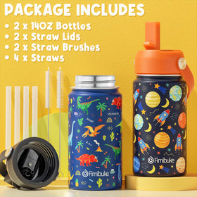 Fimibuke 2-pack with two leak-proof lids and four straws