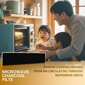 FIMXSD WB06X10807 charcoal filter, GE microwave, front view, improves air quality.