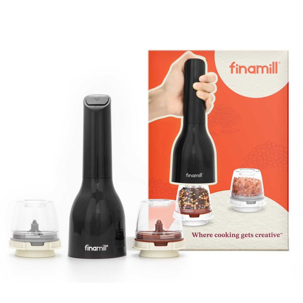 FinaMill Classic pod assembly shown for seamless spice pod interchangeability
