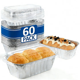 Findful 60-pack mini aluminum loaf pans with lids for convenient batch baking