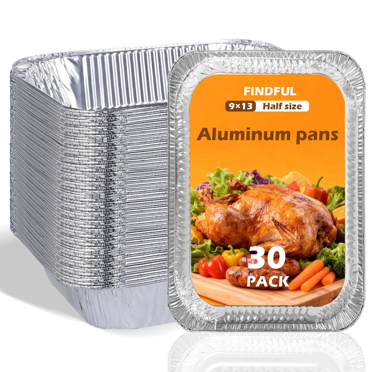 Findful aluminum pans 9x13 stacked for party prep and easy serving