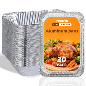 Findful aluminum pans 9x13 stacked for party prep and easy serving