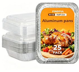 Findful aluminum pans 9x13 with lids for easy transport and mess-free serving.