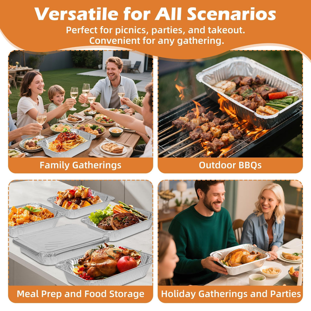 Findful aluminum trays simplify cleanup during meals, parties, or batch cooking