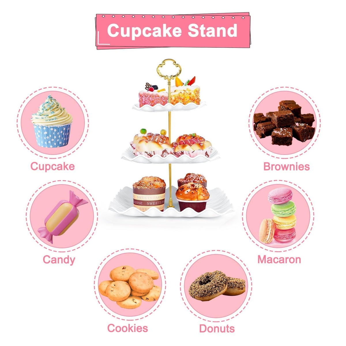 Findful dessert stand height of 14.5 inches elevates centerpiece setup