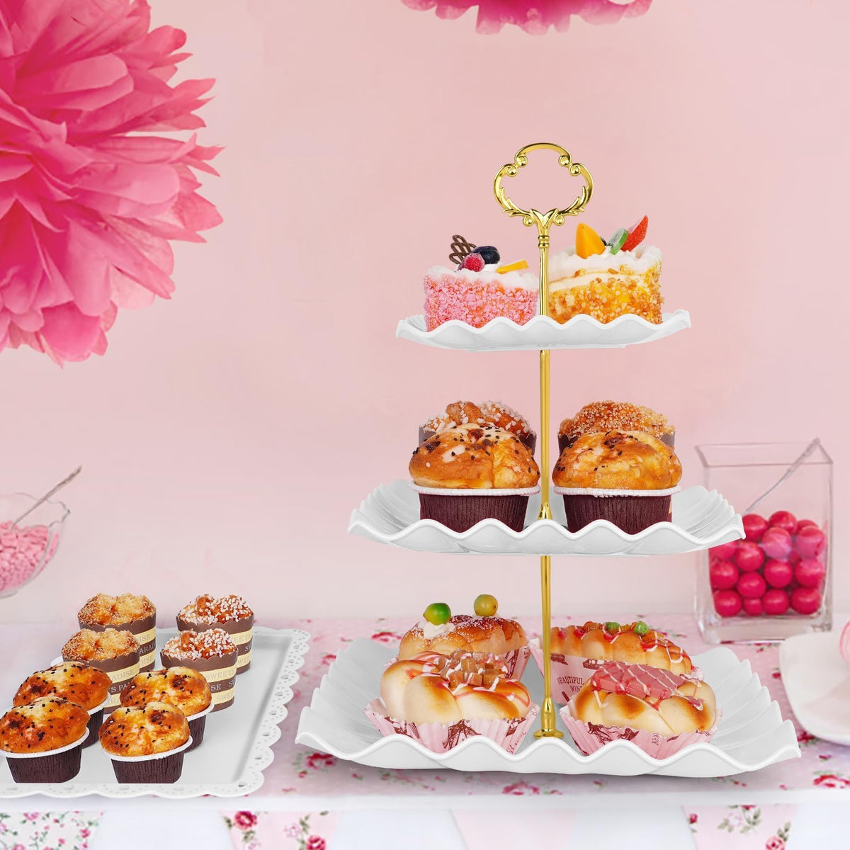 Findful dessert-table display party setup on a stylish event table