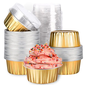 Findful mini foil cupcake cups with lids, ideal for prep and storage.