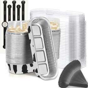 Findful mini loaf pan with lid and spoon, front view, even heating.