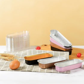 Findful oven-safe foil pan in oven-view, ready to bake.
