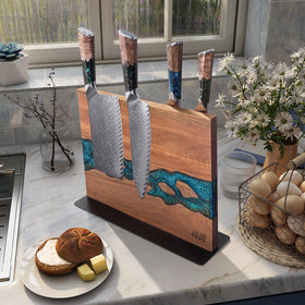 Findking modern design adds natural wood and blue resin contrast