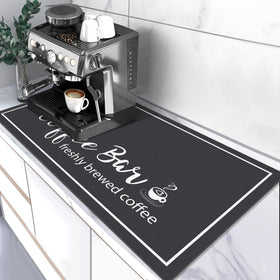 Findosom coffee-bar mat doubles as stylish counter decor.