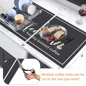 Findosom nano-absorbent mat in premium material protects counters from water and stains.