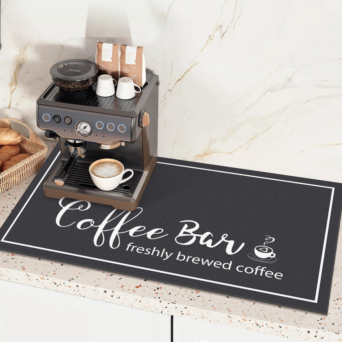 Findosom non-slip drain mat stays in place beneath a coffee maker.