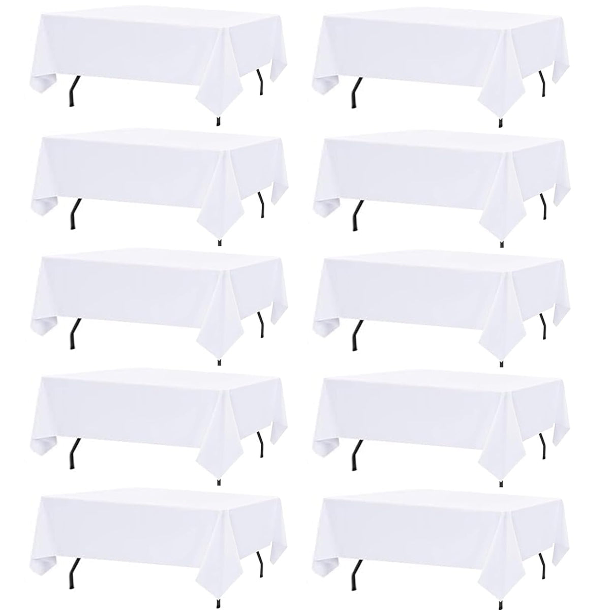 FindYou 10-pack white tablecloth on an 8 ft table for a clean, elegant setup.
