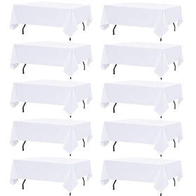 FindYou 10-pack white tablecloth on an 8 ft table for a clean, elegant setup.