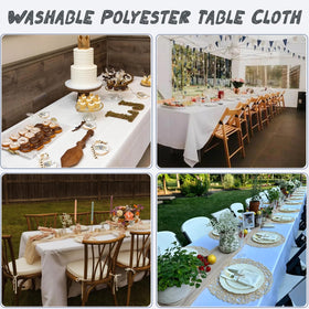 FINDYOU elegant white tablecloth on a banquet setting suits celebrations.