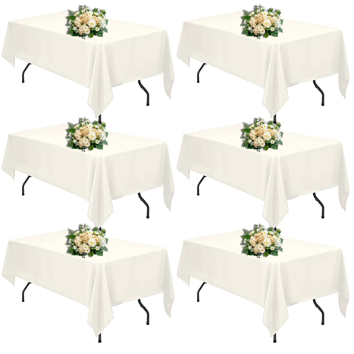 FINDYOU Ivory tablecloth on a 60x102 inch rectangle table, elegant event backdrop.