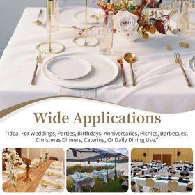 FindYou wrinkle-resistant 60x126 tablecloth keeps tables neat and presentable.