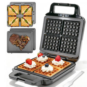 FineMade Belgian Waffle Maker with removable plates for easy cleanup and versatility.