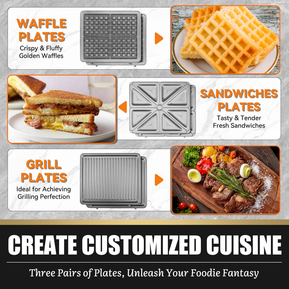 Detachable plates make cleanup fast on FineMade waffle maker.