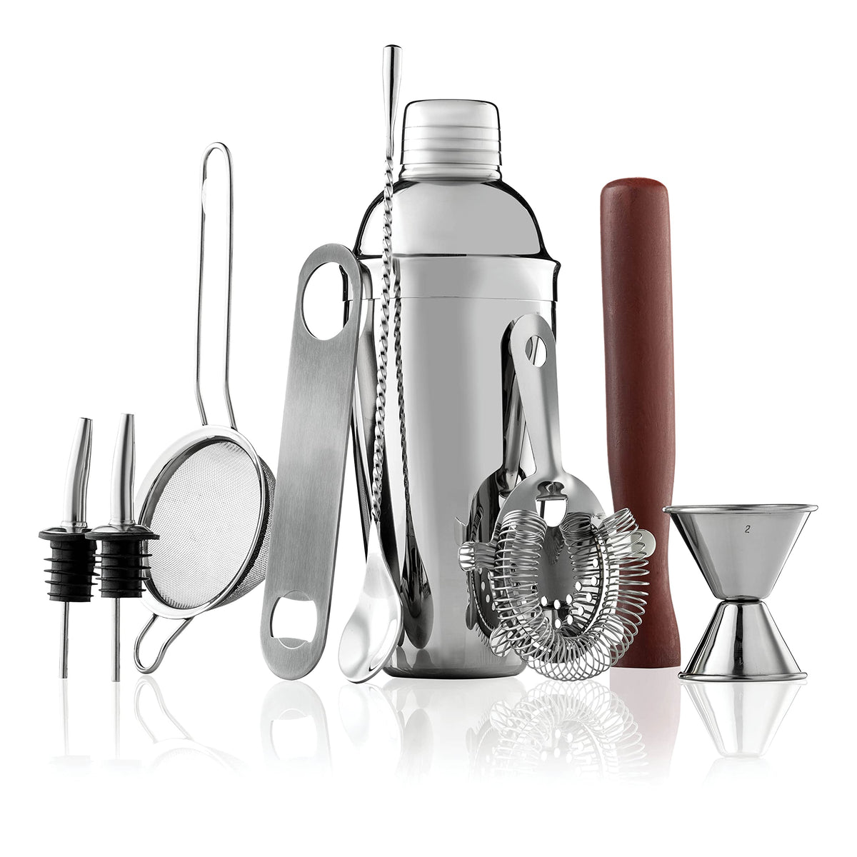 FineDine 10-piece cocktail shaker set for effortless home bartending.