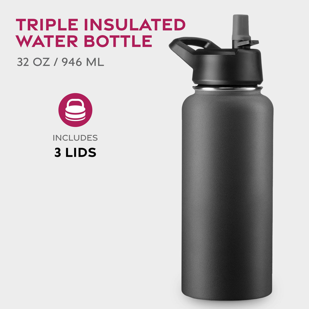 FineDine 32oz stainless steel bottle close-up showcasing rugged construction.