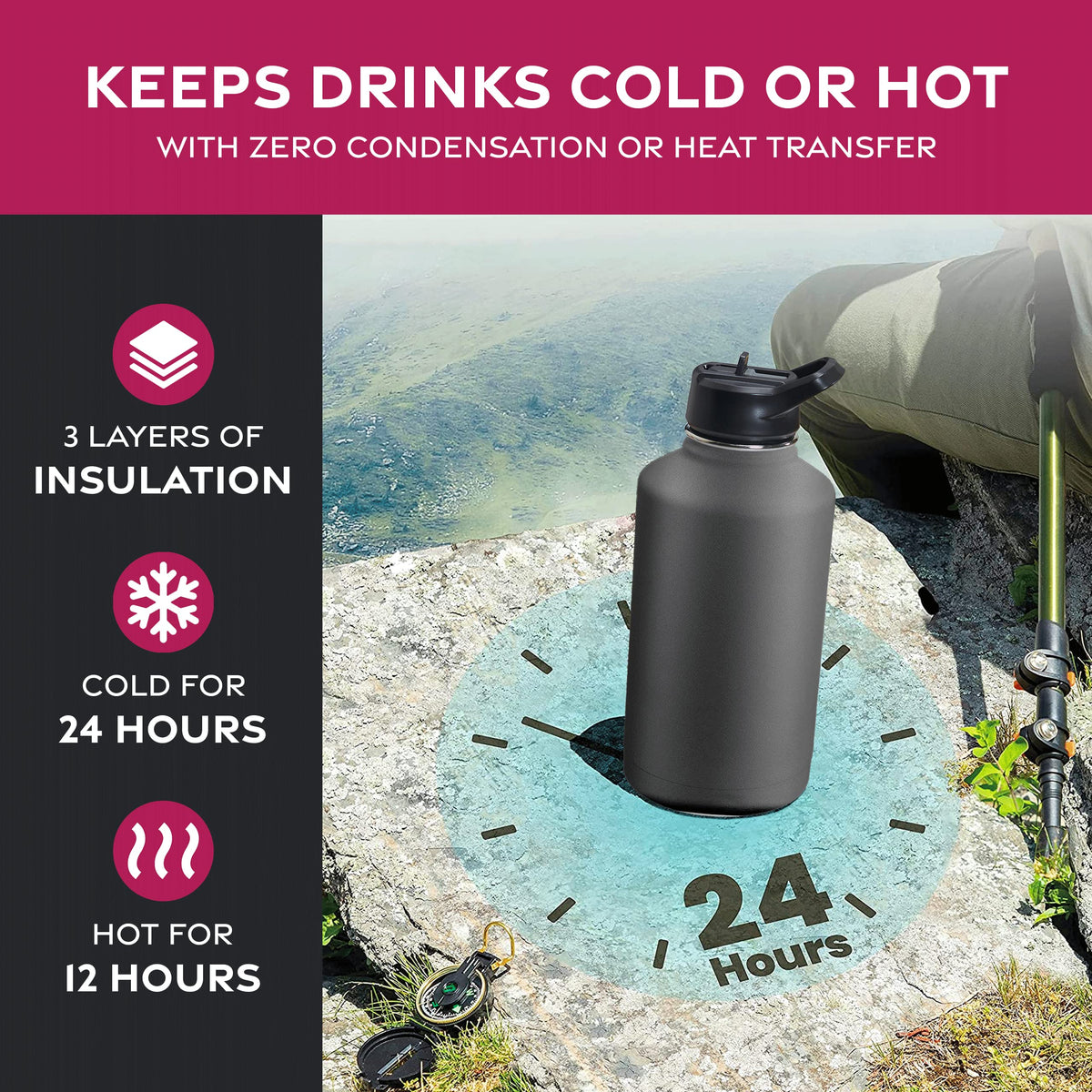 FineDine bottle straw lid ideal for refreshing cold beverages on the go.