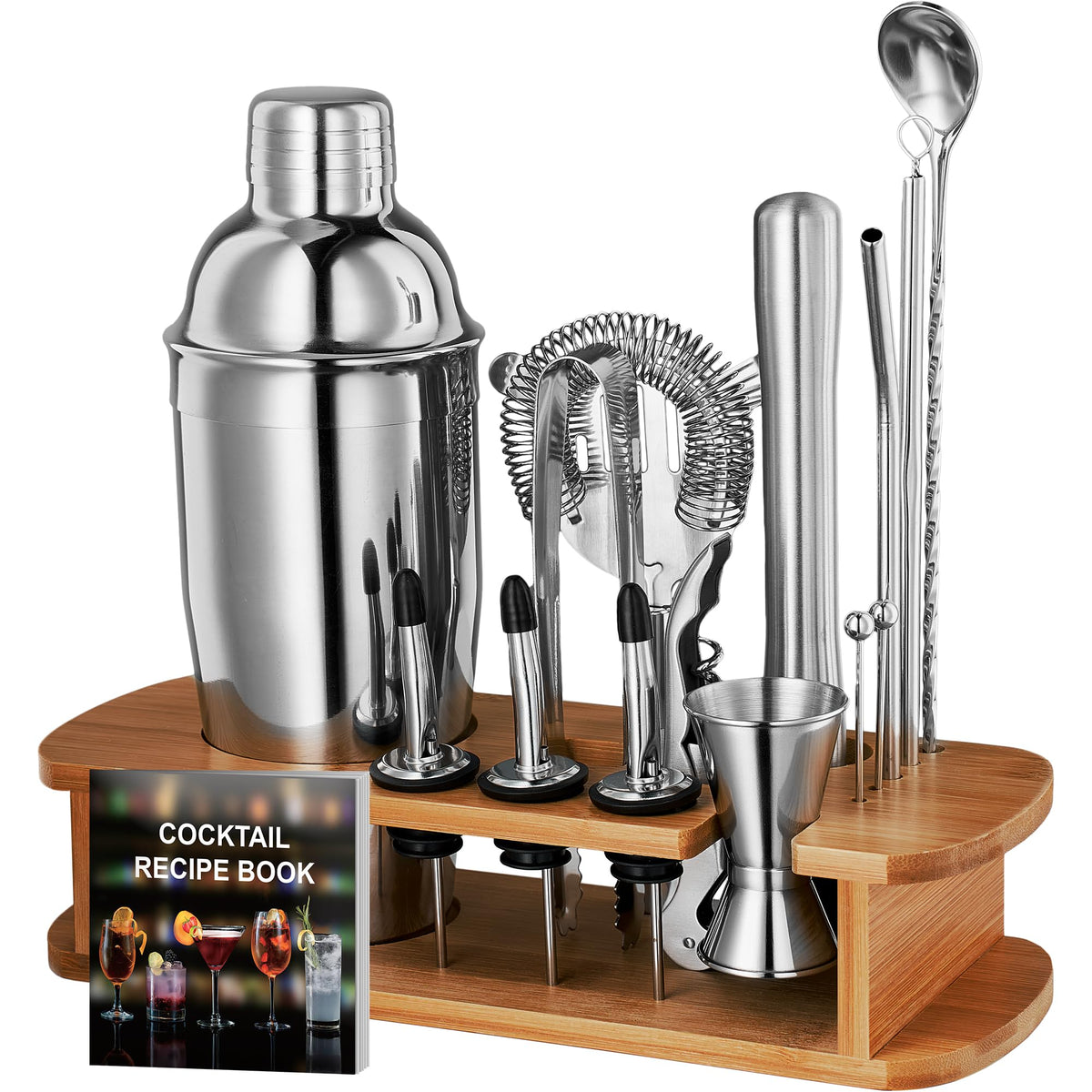 FineDine cocktail shaker set with polished tin pair for consistent shakes and pours