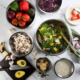 FineDine stainless steel bowls ideal for prep, cooking, and serving in busy kitchens.