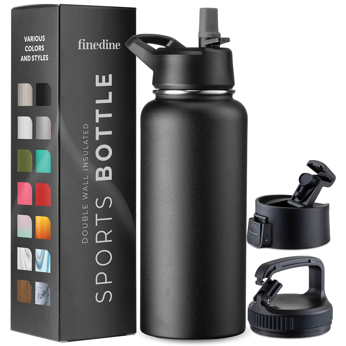 FineDine triple-walled bottle close-up highlighting premium insulation and durability.