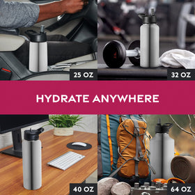 FineDine Water Bottle made from 18/8 stainless steel, BPA-free.