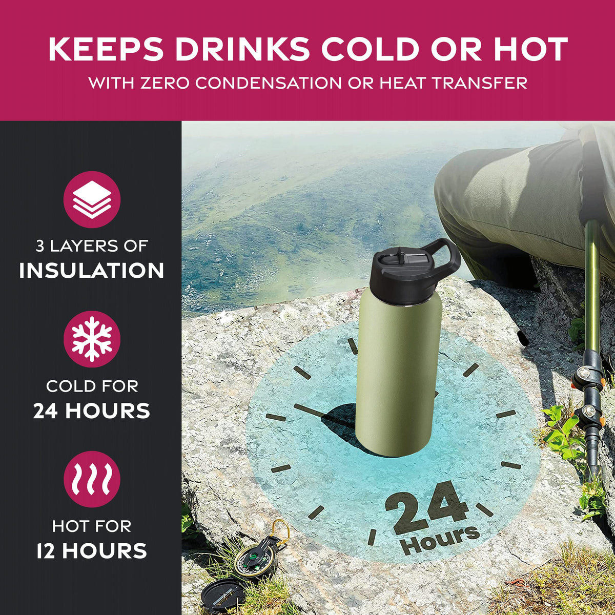 FineDine flip lid for easy sipping while moving.