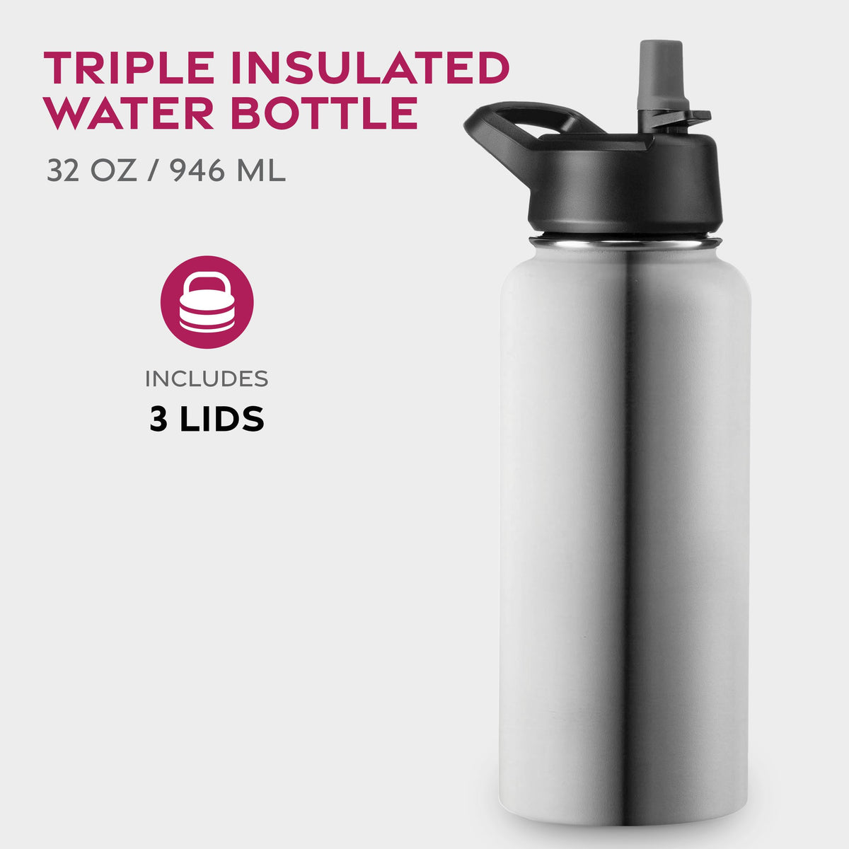 FineDine Water Bottle with straw lid in use, convenient sip on cold beverages.